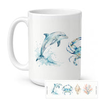 Coastal Treasures Ceramic Coffee Mug 15 oz Decorative Large C Handle Mug Cup for Tea, Cocoa Hot Chocolate