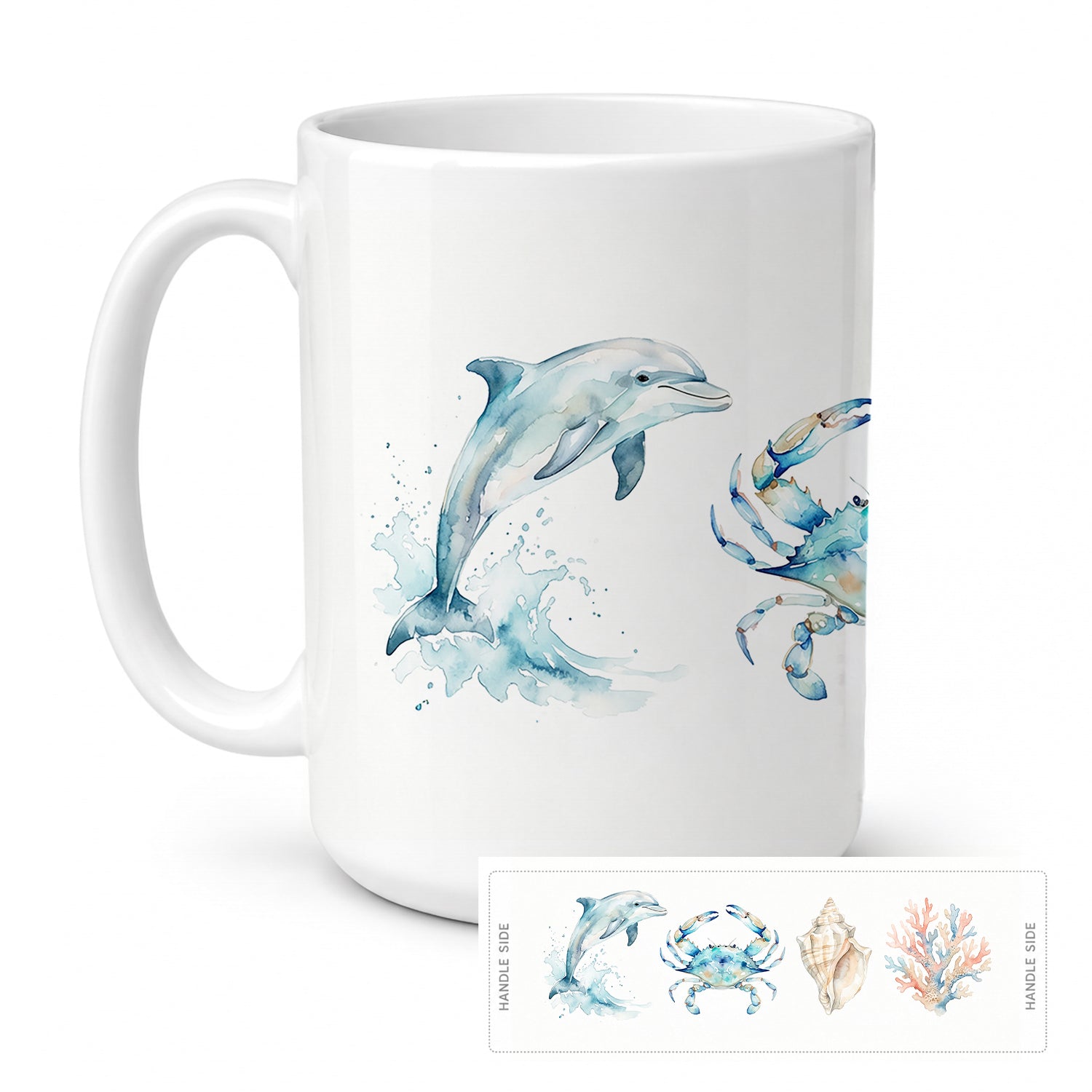 Coastal Treasures Ceramic Coffee Mug 15 oz Decorative Large C Handle Mug Cup for Tea, Cocoa Hot Chocolate