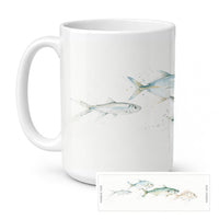 Coastal Game Fish Ceramic Coffee Mug 15 oz Decorative Large C Handle Mug Cup for Tea, Cocoa Hot Chocolate