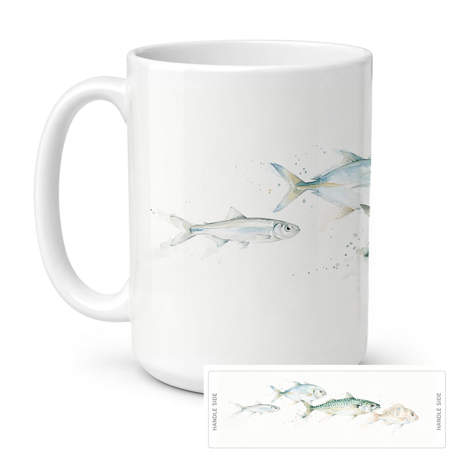 Coastal Game Fish Ceramic Coffee Mug 15 oz Decorative Large C Handle Mug Cup for Tea, Cocoa Hot Chocolate