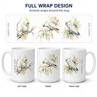 Tropical Cockatoos Ceramic Coffee Mug 15 oz Decorative Large C Handle Mug Cup for Tea, Cocoa Hot Chocolate