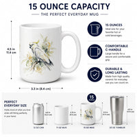 Tropical Cockatoos Ceramic Coffee Mug 15 oz Decorative Large C Handle Mug Cup for Tea, Cocoa Hot Chocolate