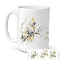 Tropical Cockatoos Ceramic Coffee Mug 15 oz Decorative Large C Handle Mug Cup for Tea, Cocoa Hot Chocolate