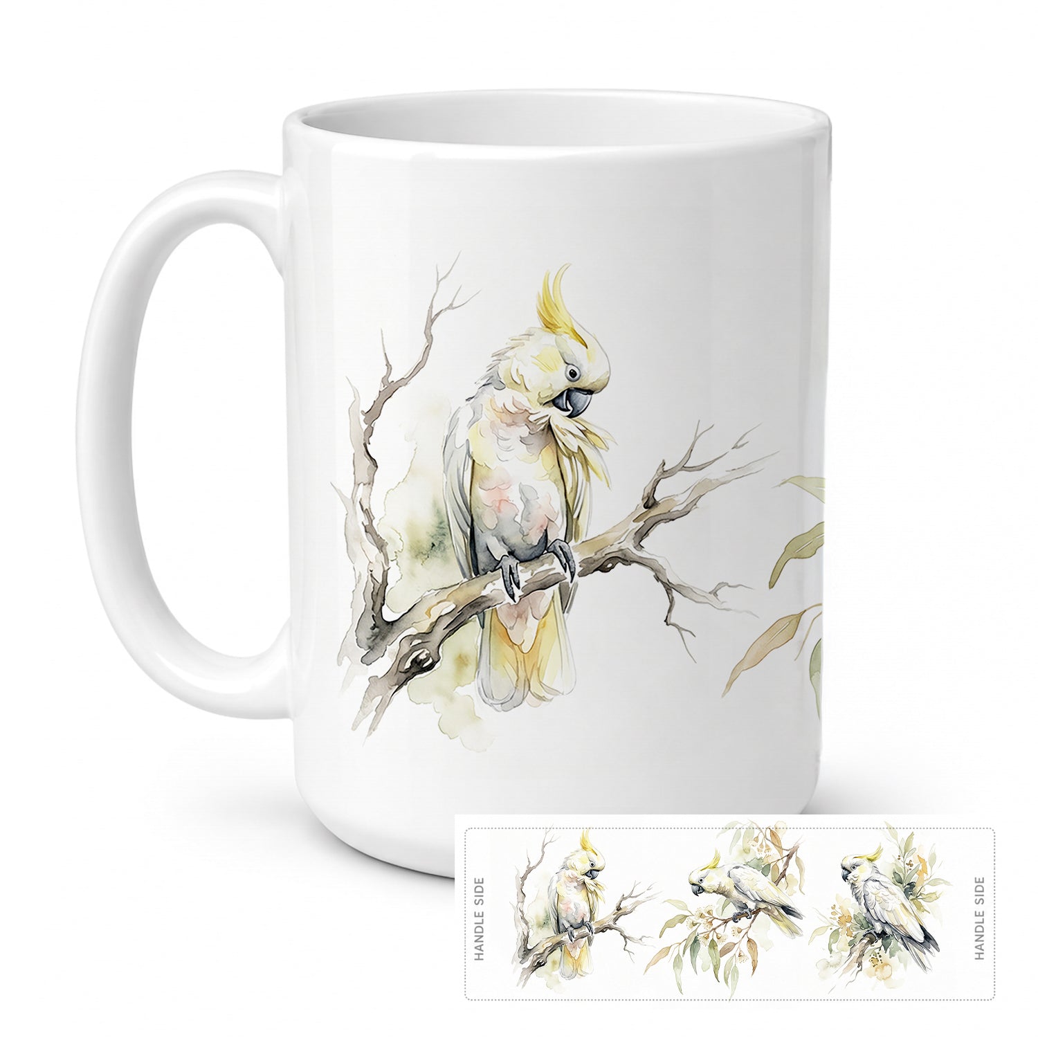Tropical Cockatoos Ceramic Coffee Mug 15 oz Decorative Large C Handle Mug Cup for Tea, Cocoa Hot Chocolate