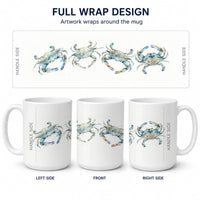 Blue Crab Parade Ceramic Coffee Mug 15 oz Decorative Large C Handle Mug Cup for Tea, Cocoa Hot Chocolate