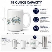 Blue Crab Parade Ceramic Coffee Mug 15 oz Decorative Large C Handle Mug Cup for Tea, Cocoa Hot Chocolate