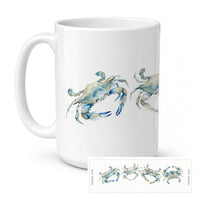 Blue Crab Parade Ceramic Coffee Mug 15 oz Decorative Large C Handle Mug Cup for Tea, Cocoa Hot Chocolate