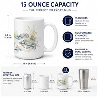 Chesapeake Blue Crabs Ceramic Coffee Mug 15 oz Decorative Large C Handle Mug Cup for Tea, Cocoa Hot Chocolate