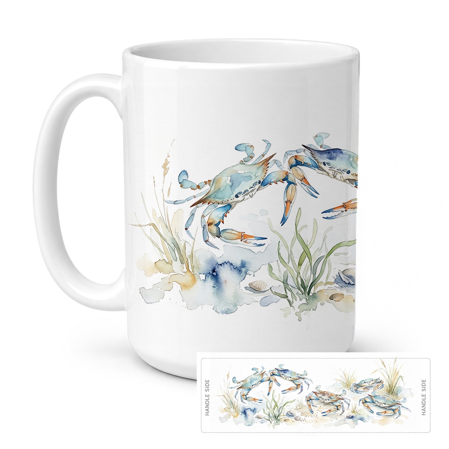 Chesapeake Blue Crabs Ceramic Coffee Mug 15 oz Decorative Large C Handle Mug Cup for Tea, Cocoa Hot Chocolate