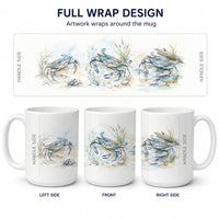 Blue Crab Marsh Ceramic Coffee Mug 15 oz Decorative Large C Handle Mug Cup for Tea, Cocoa Hot Chocolate