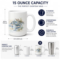 Blue Crab Marsh Ceramic Coffee Mug 15 oz Decorative Large C Handle Mug Cup for Tea, Cocoa Hot Chocolate