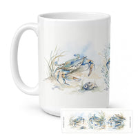 Blue Crab Marsh Ceramic Coffee Mug 15 oz Decorative Large C Handle Mug Cup for Tea, Cocoa Hot Chocolate