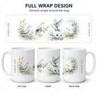 Marsh Songbirds Ceramic Coffee Mug 15 oz Decorative Large C Handle Mug Cup for Tea, Cocoa Hot Chocolate