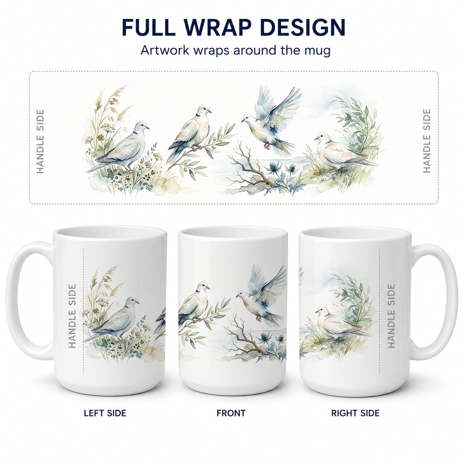 Marsh Songbirds Ceramic Coffee Mug 15 oz Decorative Large C Handle Mug Cup for Tea, Cocoa Hot Chocolate