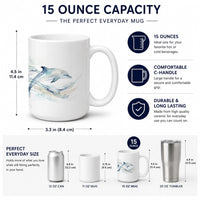 Ocean Dolphins Ceramic Coffee Mug 15 oz Decorative Large C Handle Mug Cup for Tea, Cocoa Hot Chocolate