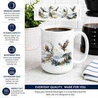 Soaring Eagles Ceramic Coffee Mug 15 oz Decorative Large C Handle Mug Cup for Tea, Cocoa Hot Chocolate