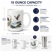 Soaring Eagles Ceramic Coffee Mug 15 oz Decorative Large C Handle Mug Cup for Tea, Cocoa Hot Chocolate
