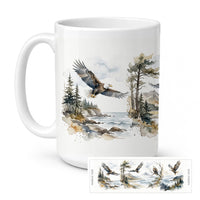 Soaring Eagles Ceramic Coffee Mug 15 oz Decorative Large C Handle Mug Cup for Tea, Cocoa Hot Chocolate