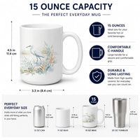 Coastal Egrets Ceramic Coffee Mug 15 oz Decorative Large C Handle Mug Cup for Tea, Cocoa Hot Chocolate