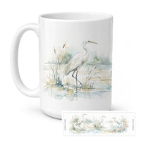 Coastal Egrets Ceramic Coffee Mug 15 oz Decorative Large C Handle Mug Cup for Tea, Cocoa Hot Chocolate
