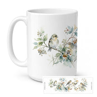 Garden Finches Ceramic Coffee Mug 15 oz Decorative Large C Handle Mug Cup for Tea, Cocoa Hot Chocolate