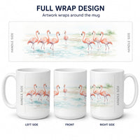 Flamingo Lagoon Ceramic Coffee Mug 15 oz Decorative Large C Handle Mug Cup for Tea, Cocoa Hot Chocolate