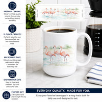 Flamingo Lagoon Ceramic Coffee Mug 15 oz Decorative Large C Handle Mug Cup for Tea, Cocoa Hot Chocolate