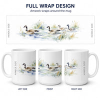 Lakeside Geese Ceramic Coffee Mug 15 oz Decorative Large C Handle Mug Cup for Tea, Cocoa Hot Chocolate
