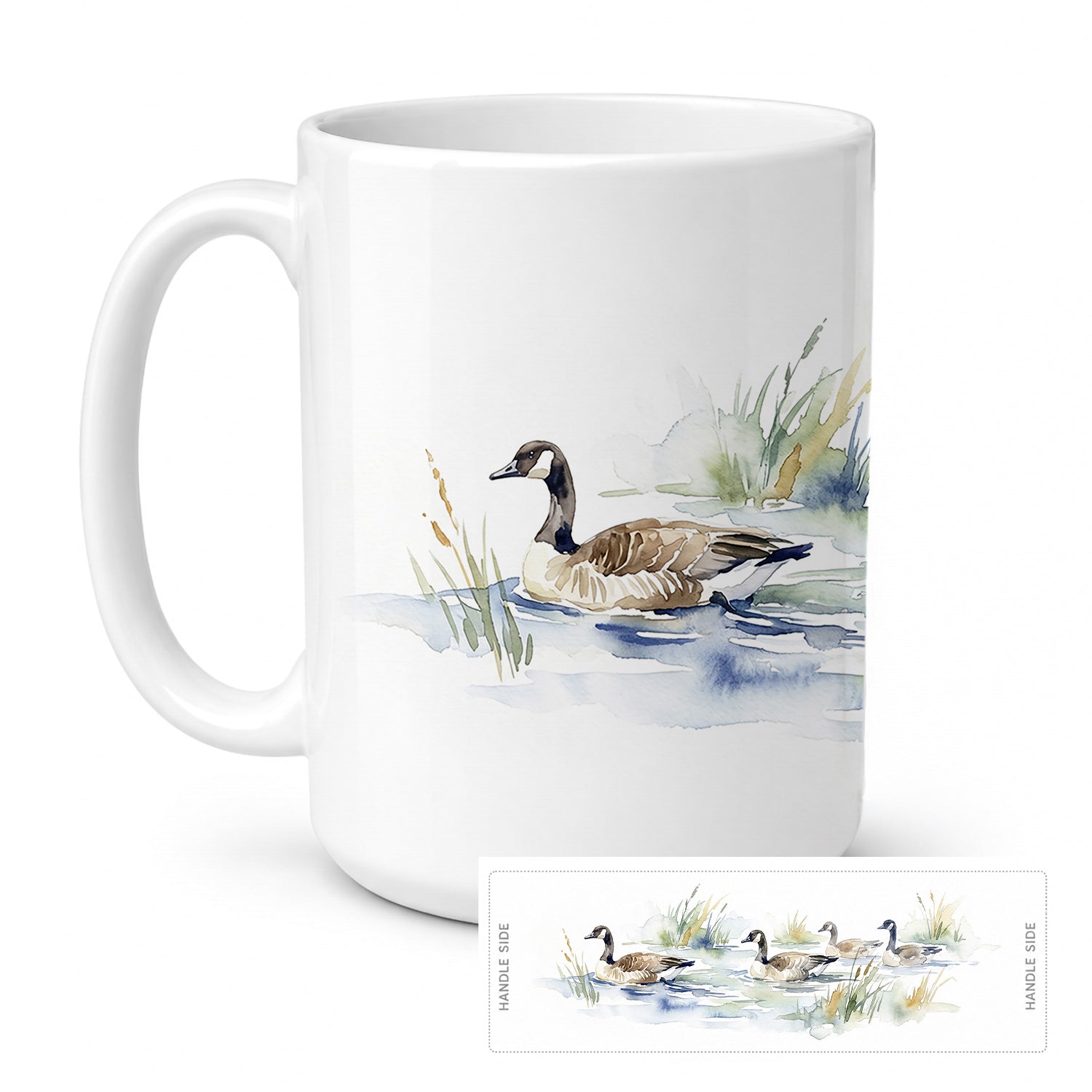 Lakeside Geese Ceramic Coffee Mug 15 oz Decorative Large C Handle Mug Cup for Tea, Cocoa Hot Chocolate