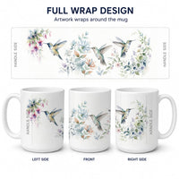 Hummingbirds in Bloom Ceramic Coffee Mug 15 oz Decorative Large C Handle Mug Cup for Tea, Cocoa Hot Chocolate