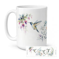 Hummingbirds in Bloom Ceramic Coffee Mug 15 oz Decorative Large C Handle Mug Cup for Tea, Cocoa Hot Chocolate