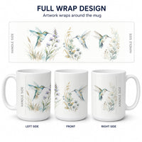 Garden Hummingbirds Ceramic Coffee Mug 15 oz Decorative Large C Handle Mug Cup for Tea, Cocoa Hot Chocolate