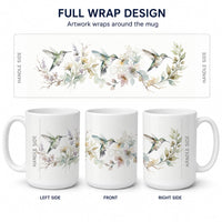 Spring Hummingbirds Ceramic Coffee Mug 15 oz Decorative Large C Handle Mug Cup for Tea, Cocoa Hot Chocolate