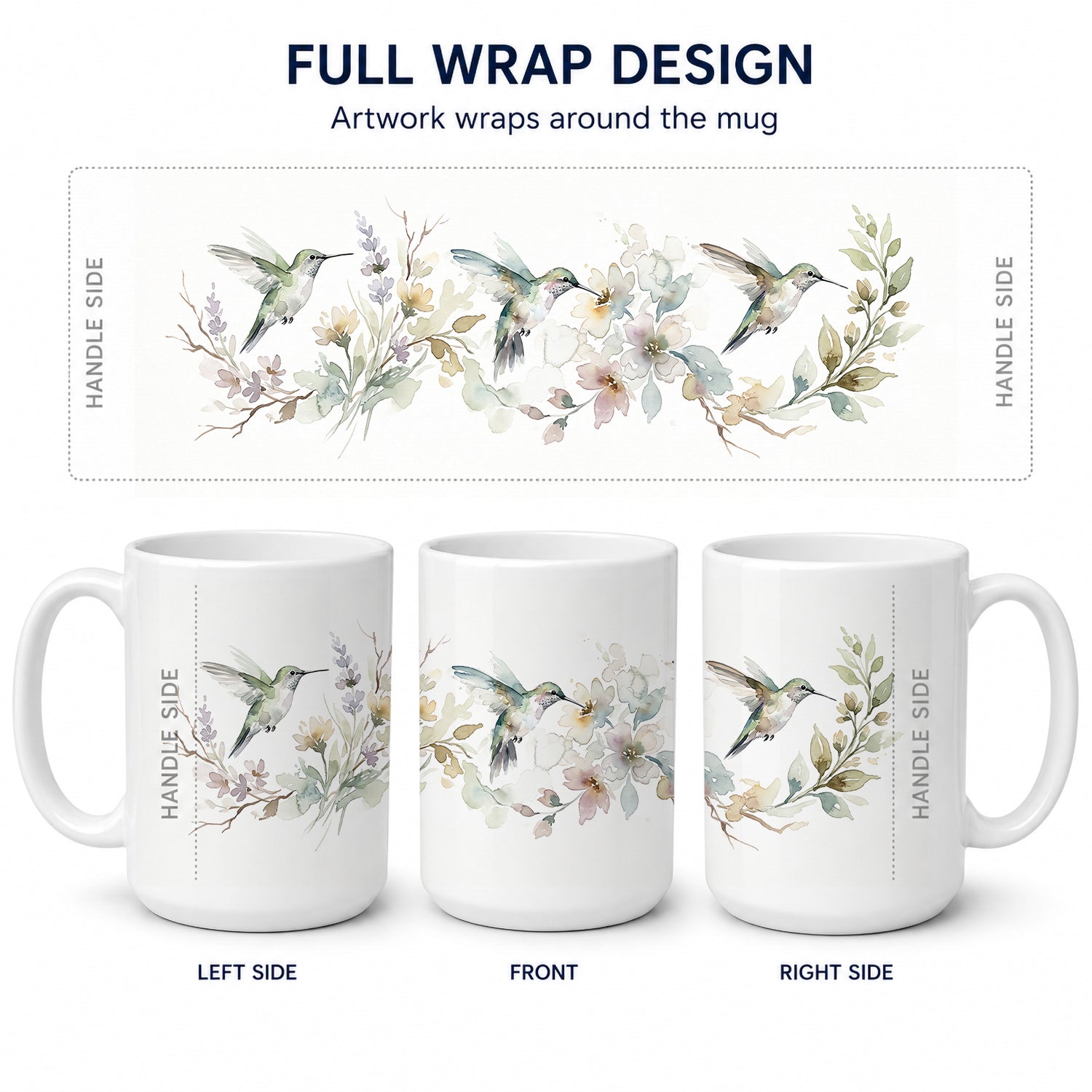 Spring Hummingbirds Ceramic Coffee Mug 15 oz Decorative Large C Handle Mug Cup for Tea, Cocoa Hot Chocolate
