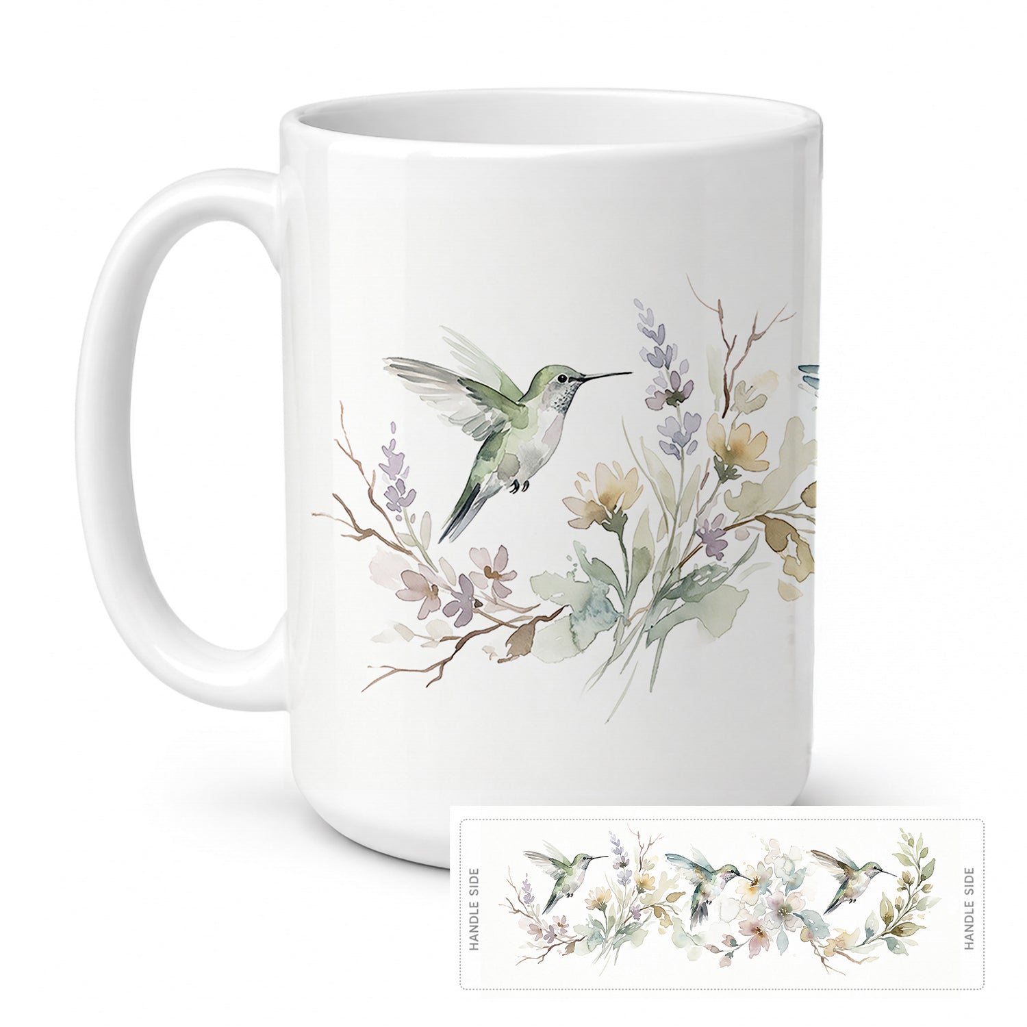 Spring Hummingbirds Ceramic Coffee Mug 15 oz Decorative Large C Handle Mug Cup for Tea, Cocoa Hot Chocolate