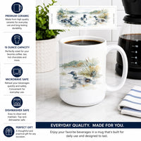 Morning Loons Ceramic Coffee Mug 15 oz Decorative Large C Handle Mug Cup for Tea, Cocoa Hot Chocolate
