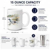 Morning Loons Ceramic Coffee Mug 15 oz Decorative Large C Handle Mug Cup for Tea, Cocoa Hot Chocolate