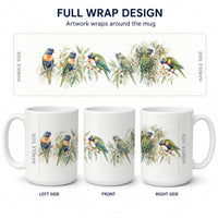 Rainbow Lorikeets Ceramic Coffee Mug 15 oz Decorative Large C Handle Mug Cup for Tea, Cocoa Hot Chocolate