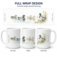Mallards on the Water Ceramic Coffee Mug 15 oz Decorative Large C Handle Mug Cup for Tea, Cocoa Hot Chocolate