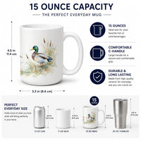 Mallards on the Water Ceramic Coffee Mug 15 oz Decorative Large C Handle Mug Cup for Tea, Cocoa Hot Chocolate