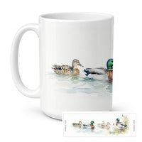 Mallards on the Water Ceramic Coffee Mug 15 oz Decorative Large C Handle Mug Cup for Tea, Cocoa Hot Chocolate