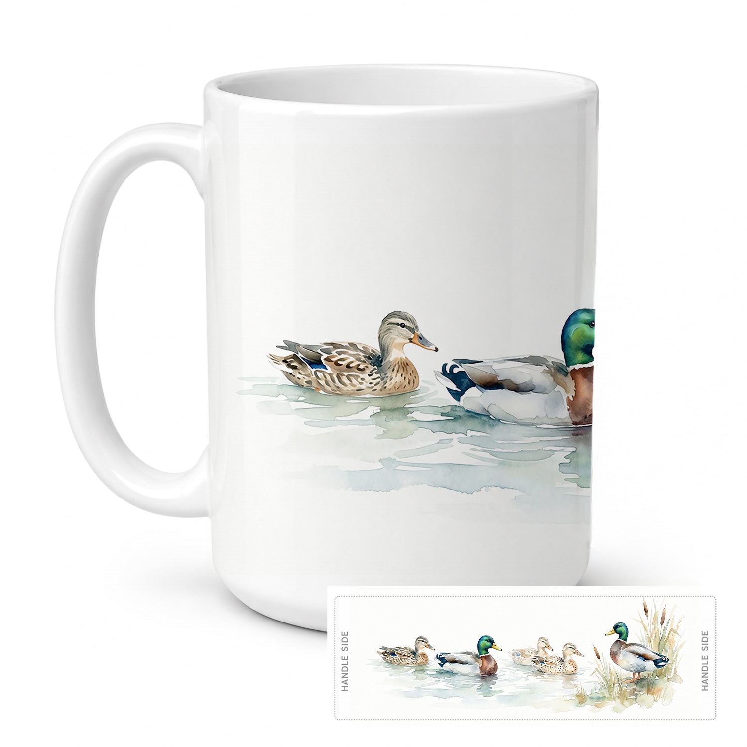 Mallards on the Water Ceramic Coffee Mug 15 oz Decorative Large C Handle Mug Cup for Tea, Cocoa Hot Chocolate