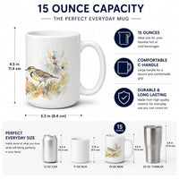 Meadowlarks in the Meadow Ceramic Coffee Mug 15 oz Decorative Large C Handle Mug Cup for Tea, Cocoa Hot Chocolate
