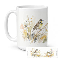 Meadowlarks in the Meadow Ceramic Coffee Mug 15 oz Decorative Large C Handle Mug Cup for Tea, Cocoa Hot Chocolate