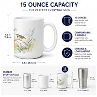 Meadowlark Songbirds Ceramic Coffee Mug 15 oz Decorative Large C Handle Mug Cup for Tea, Cocoa Hot Chocolate