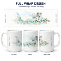 Silver Sea Mermaid Ceramic Coffee Mug 15 oz Decorative Large C Handle Mug Cup for Tea, Cocoa Hot Chocolate