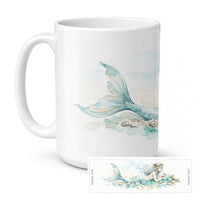 Silver Sea Mermaid Ceramic Coffee Mug 15 oz Decorative Large C Handle Mug Cup for Tea, Cocoa Hot Chocolate