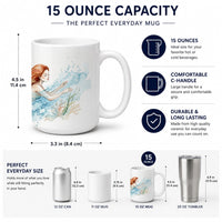 Crimson Mermaid Ceramic Coffee Mug 15 oz Decorative Large C Handle Mug Cup for Tea, Cocoa Hot Chocolate