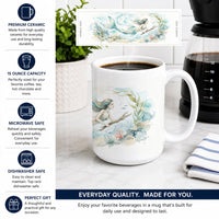 Ocean Mermaid Ceramic Coffee Mug 15 oz Decorative Large C Handle Mug Cup for Tea, Cocoa Hot Chocolate