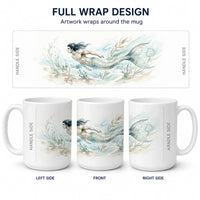 Midnight Merman Ceramic Coffee Mug 15 oz Decorative Large C Handle Mug Cup for Tea, Cocoa Hot Chocolate